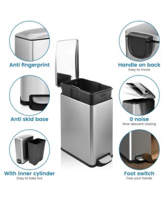 12 Gal/ 45 Liter  Slim Stainless Steel Step-on kitchen Trash Can