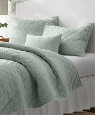 Laura Ashley Solid Velvet Diamond Stitch Quilt Sets