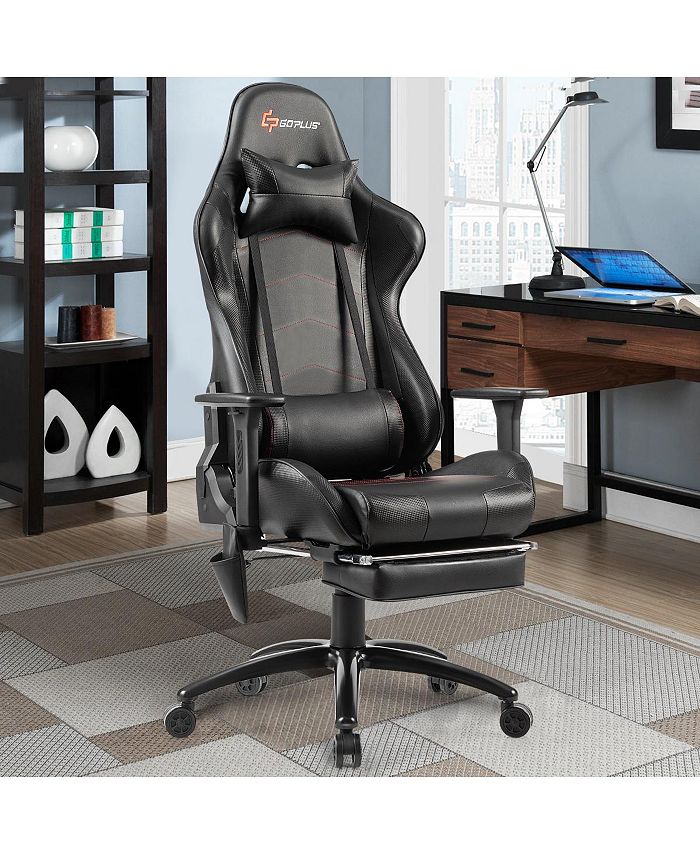 Costway Massage Gaming Chair Adjustable Reclining Racing Chair Macy's