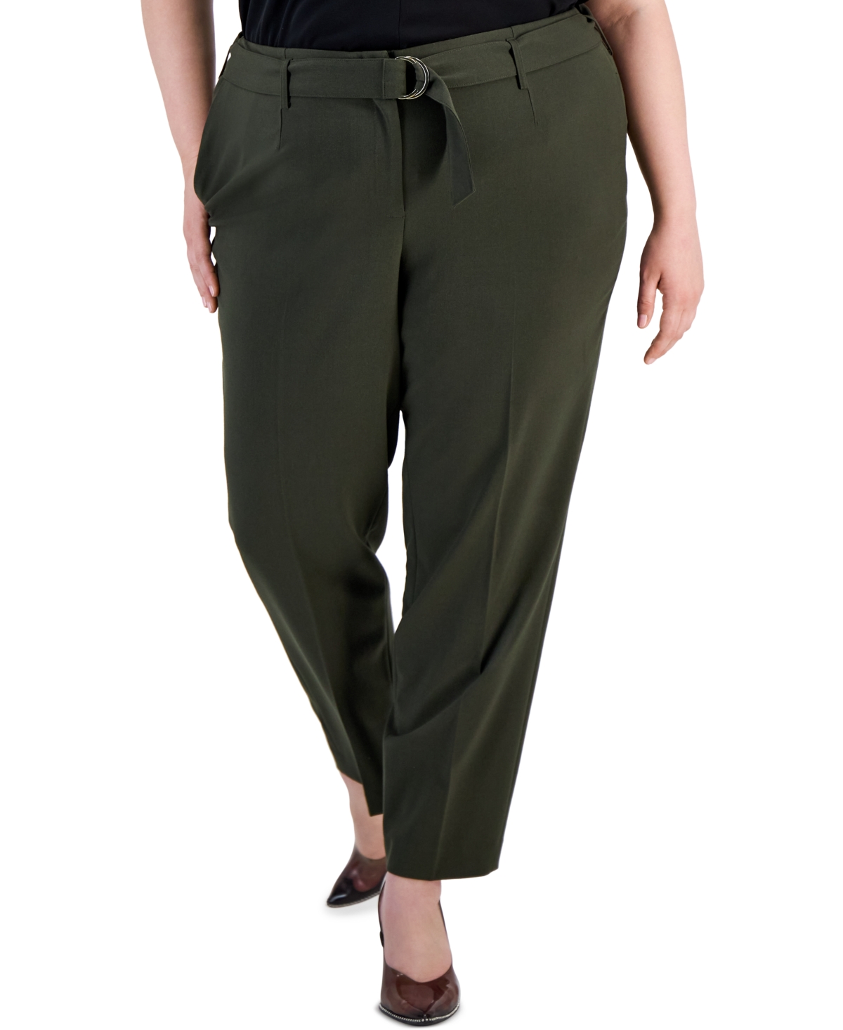Bar Iii Plus Size Bi-stretch Tie-waist Ankle Pants, Created For Macy's In Herb Garden