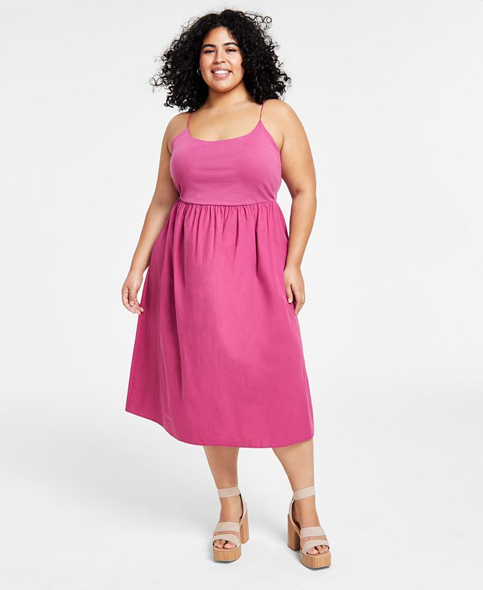 And Now This Trendy Plus Size Cotton MixedMedia Midi Dress Macy's