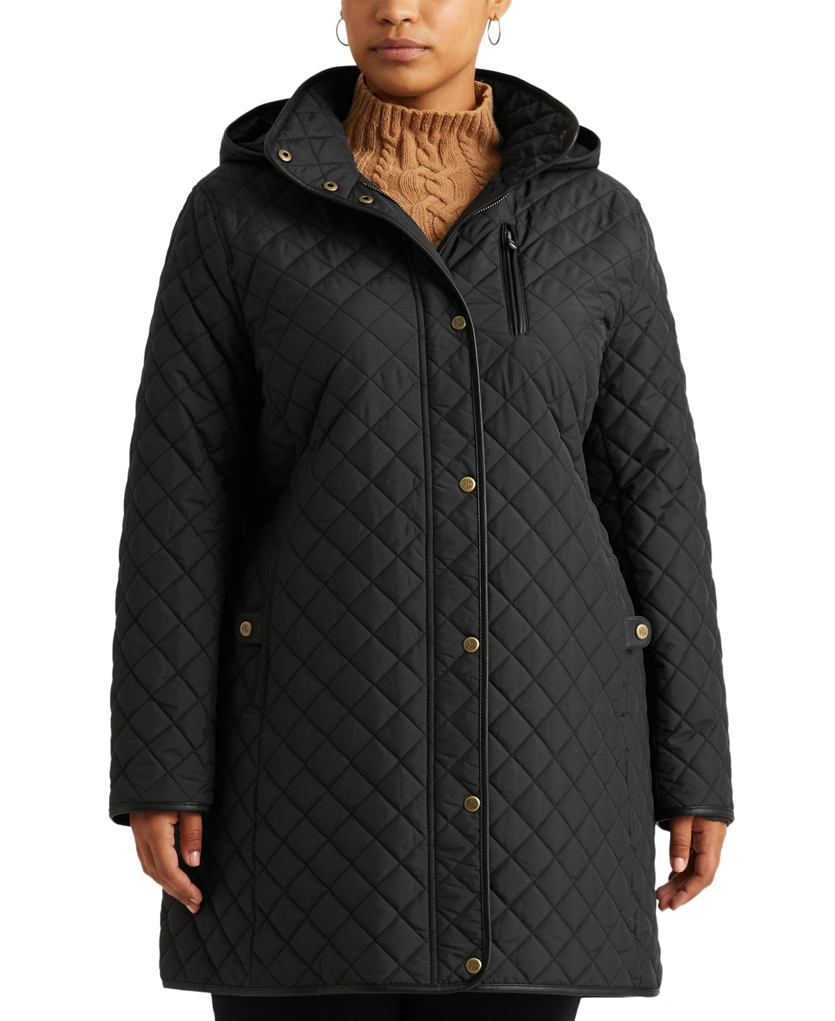Lauren Ralph Lauren Women's Plus Size Quilted Coat, Created For Macy's In Black