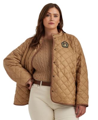 Lauren Ralph Lauren Women's White CREST Quilted Jacket with leather MULTI  Size