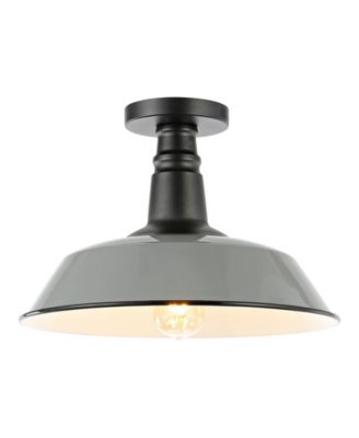 Camila 14" 1-Light Classic Industrial Indoor, Outdoor Iron LED Semi Flush Mount