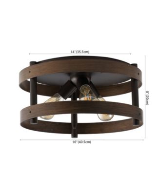 Cooper 16" 3-Light Farmhouse Industrial Iron LED Flush Mount