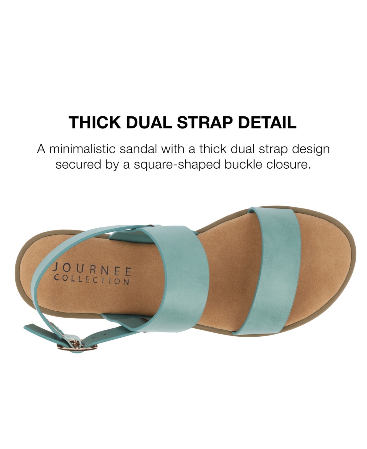 Journee Collection Women's Lavine Double Strap Flat Sandals In Seafoam