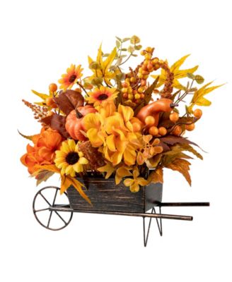 14" L Fall Floral Cart Centerpiece