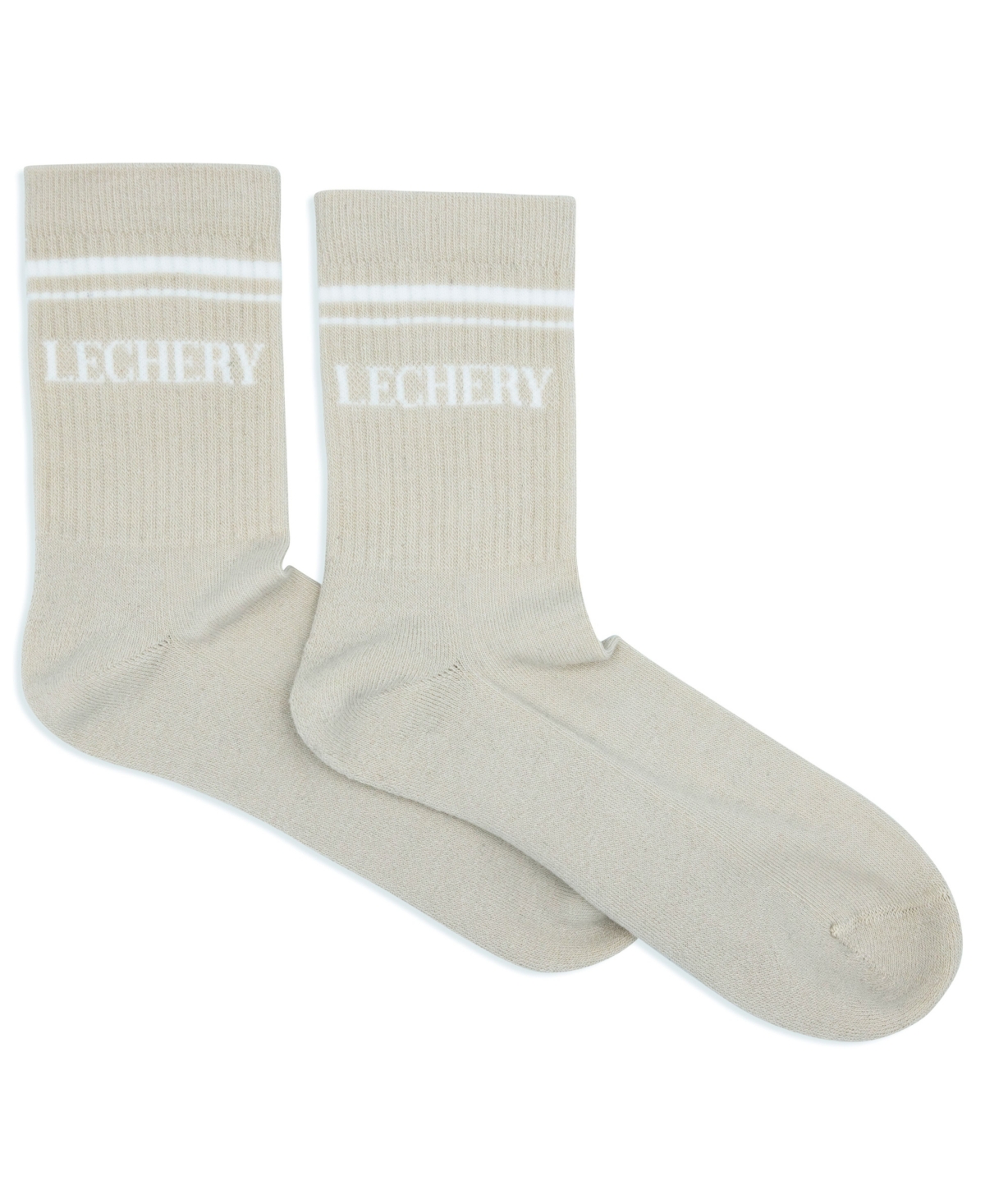 Lechery Unisex European Made Classic Varsity Striped Half-crew Socks In Ivory,white