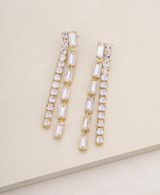18K Gold Plated Baquette Linear Earrings