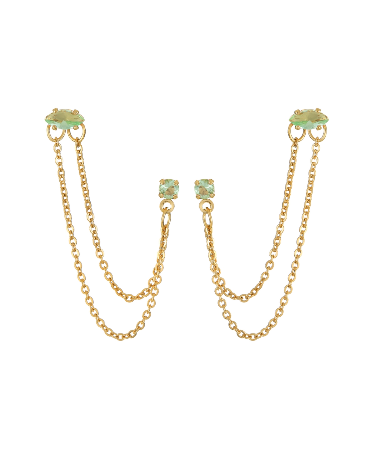 Ettika 18k Gold Plated Brass Double Pierced Earrings In Apple Green
