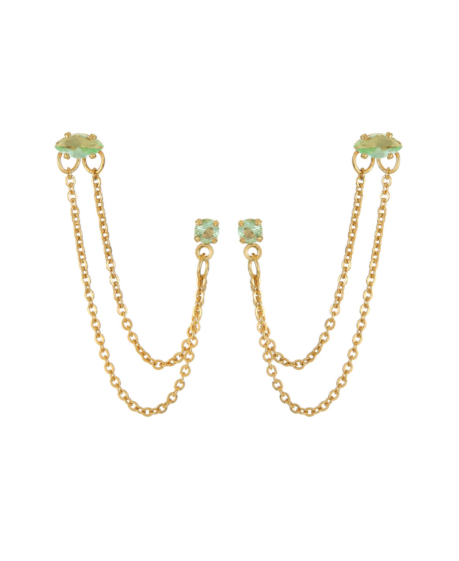 18K Gold Plated Brass Double Pierced Earrings
