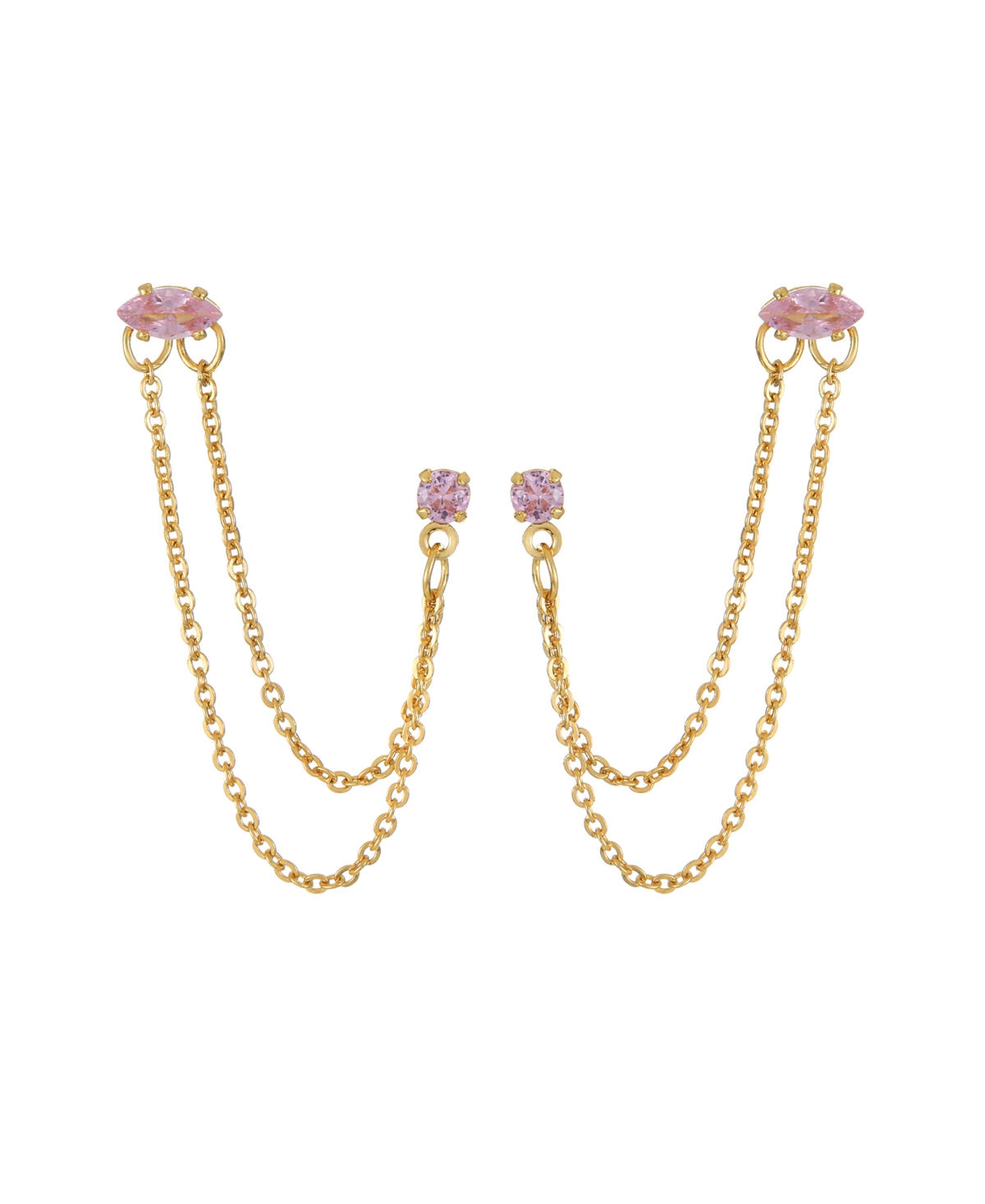 Ettika 18k Gold Plated Brass Double Pierced Earrings In Light Rose