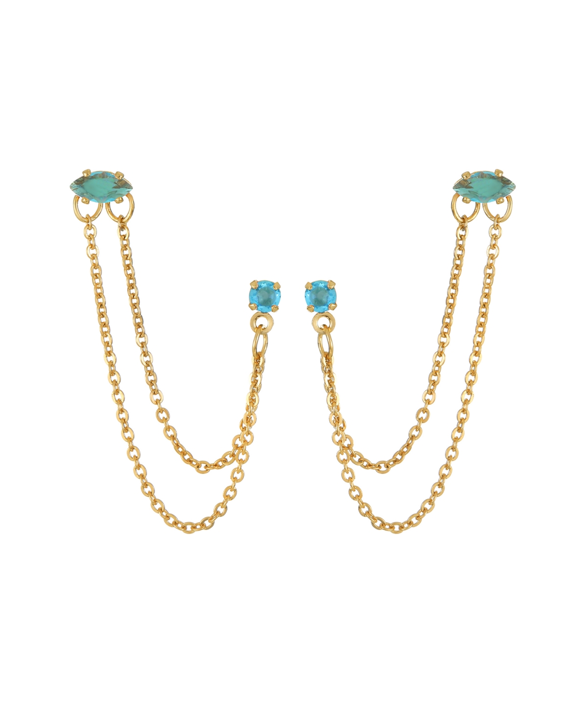 Ettika 18k Gold Plated Brass Double Pierced Earrings In Aqua