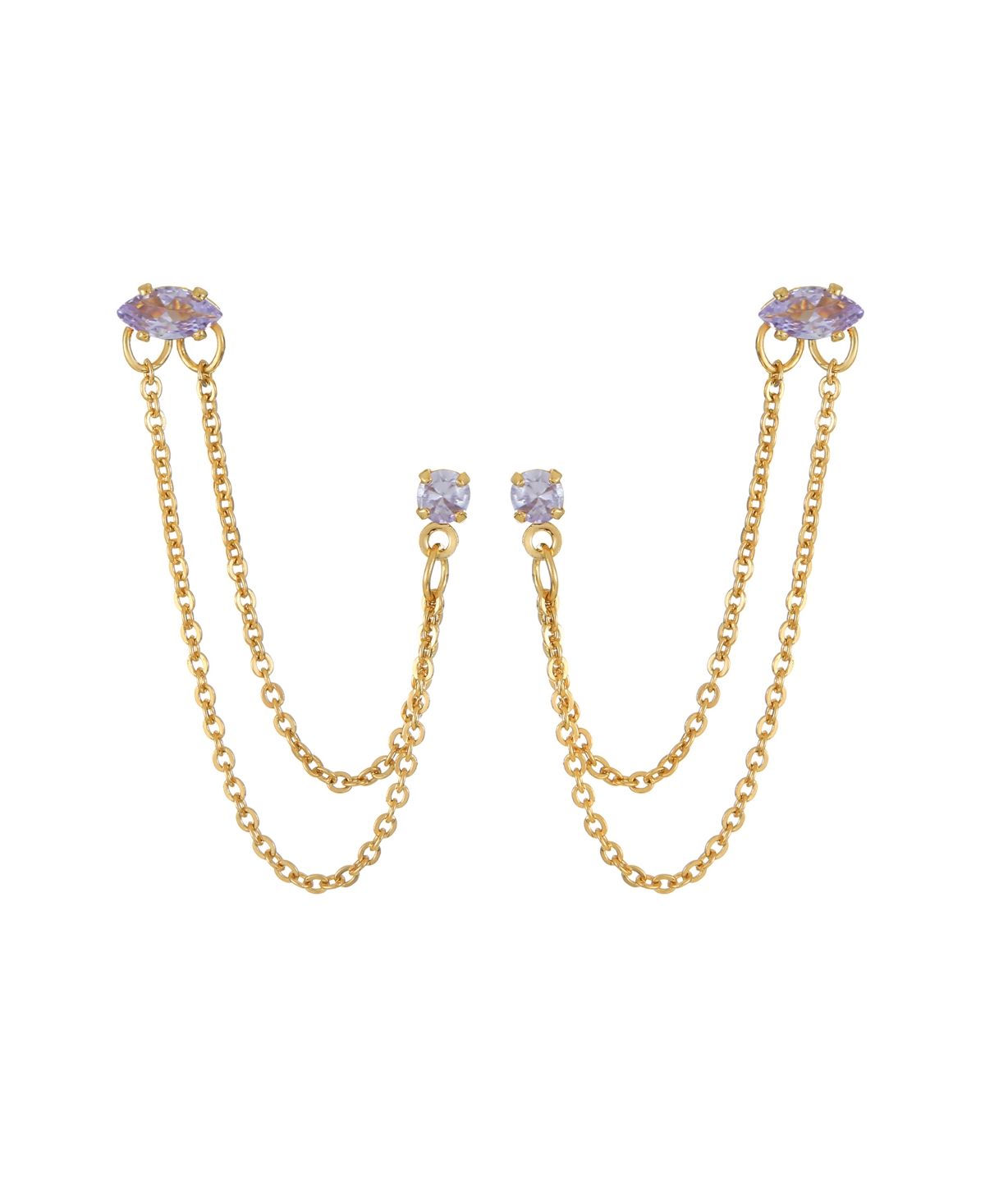 Ettika 18k Gold Plated Brass Double Pierced Earrings In Lavender