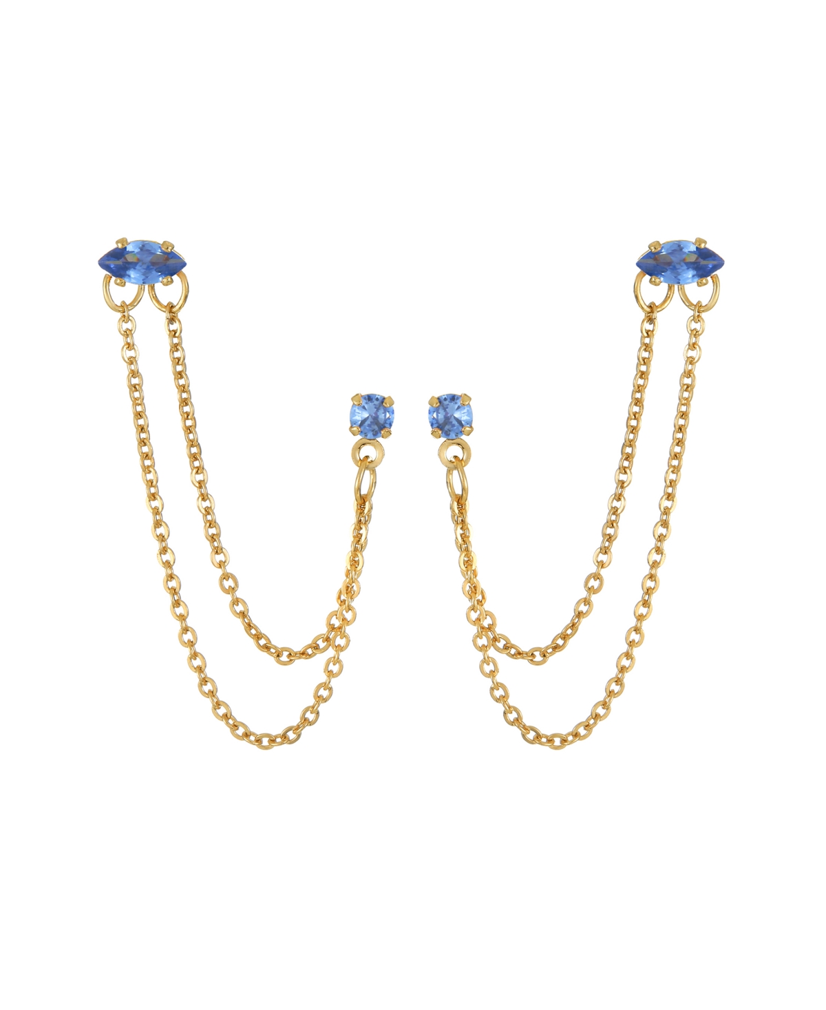 Ettika 18k Gold Plated Brass Double Pierced Earrings In Tanzanite