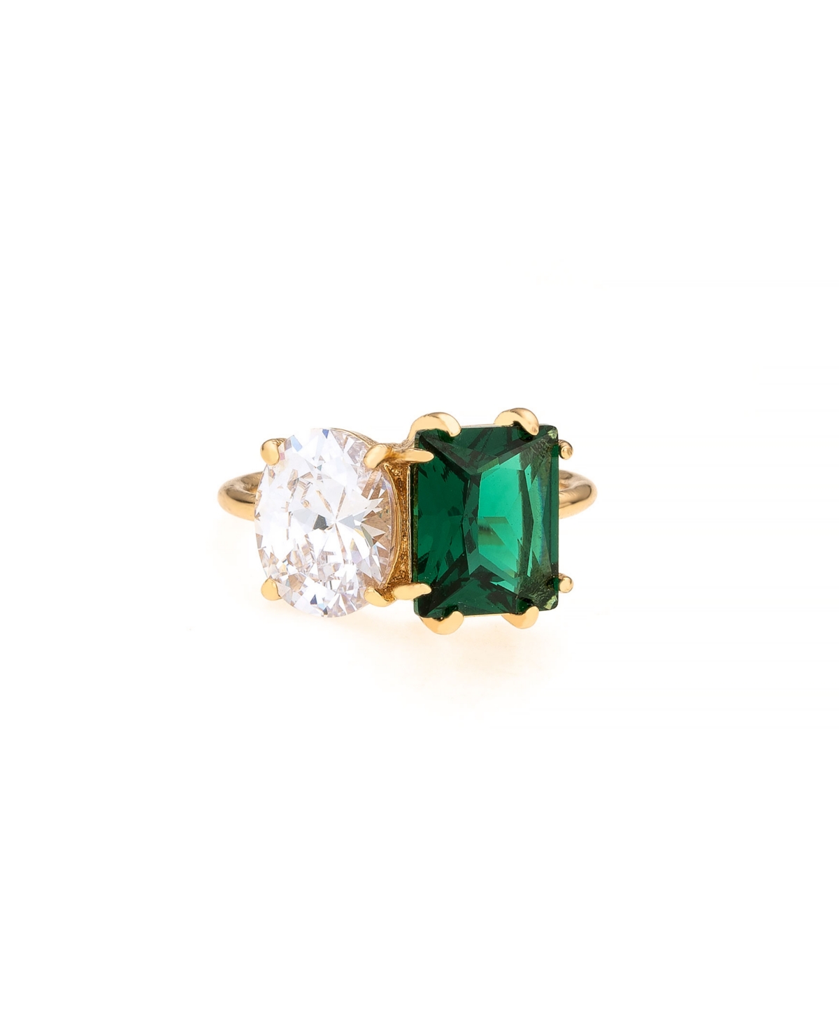 Shop Ettika 18k Gold Plated Brass Multi Stone Cubic Zirconia Ring In Green