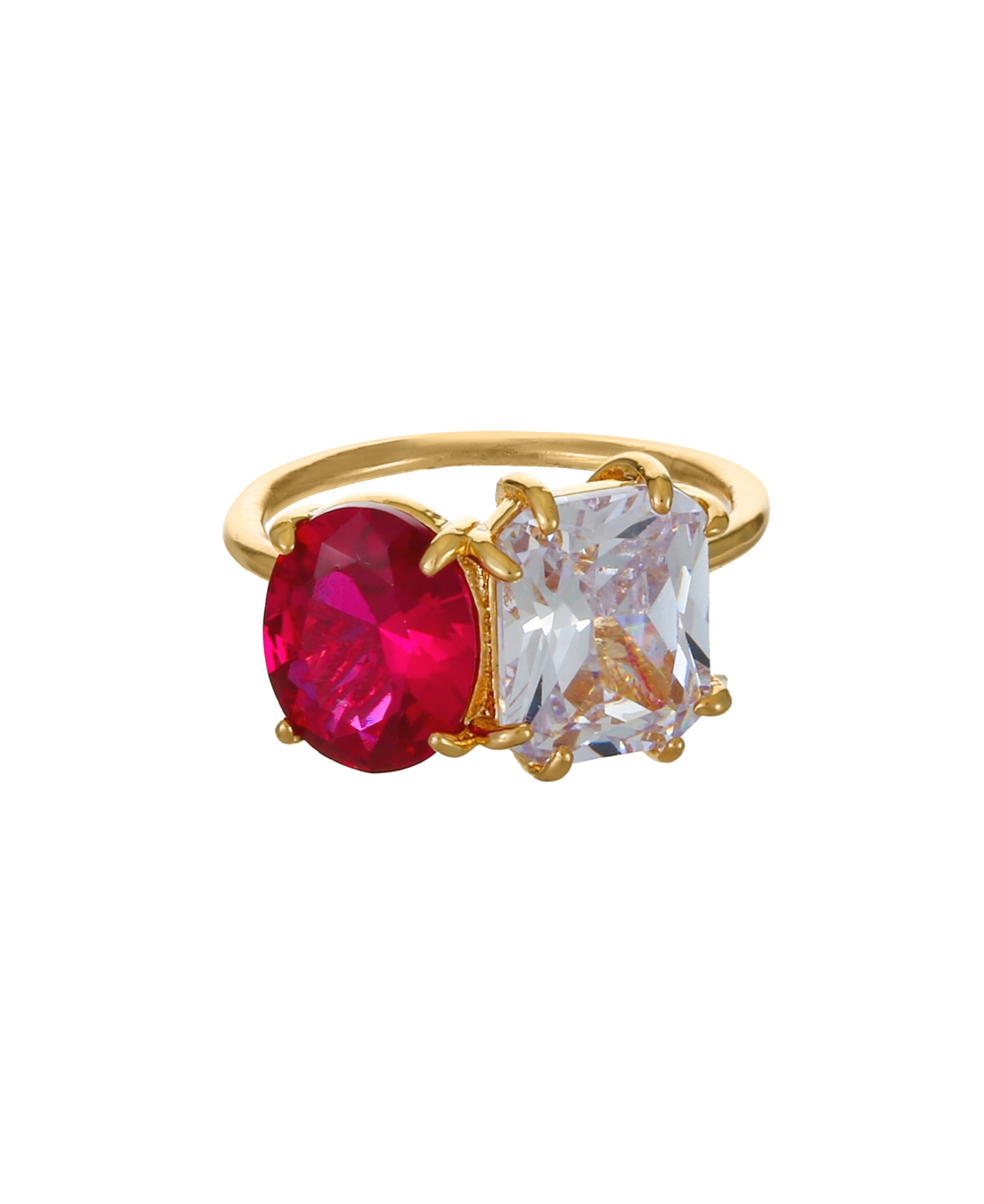 Ettika 18k Gold Plated Brass Multi Stone Cubic Zirconia Ring In Ruby
