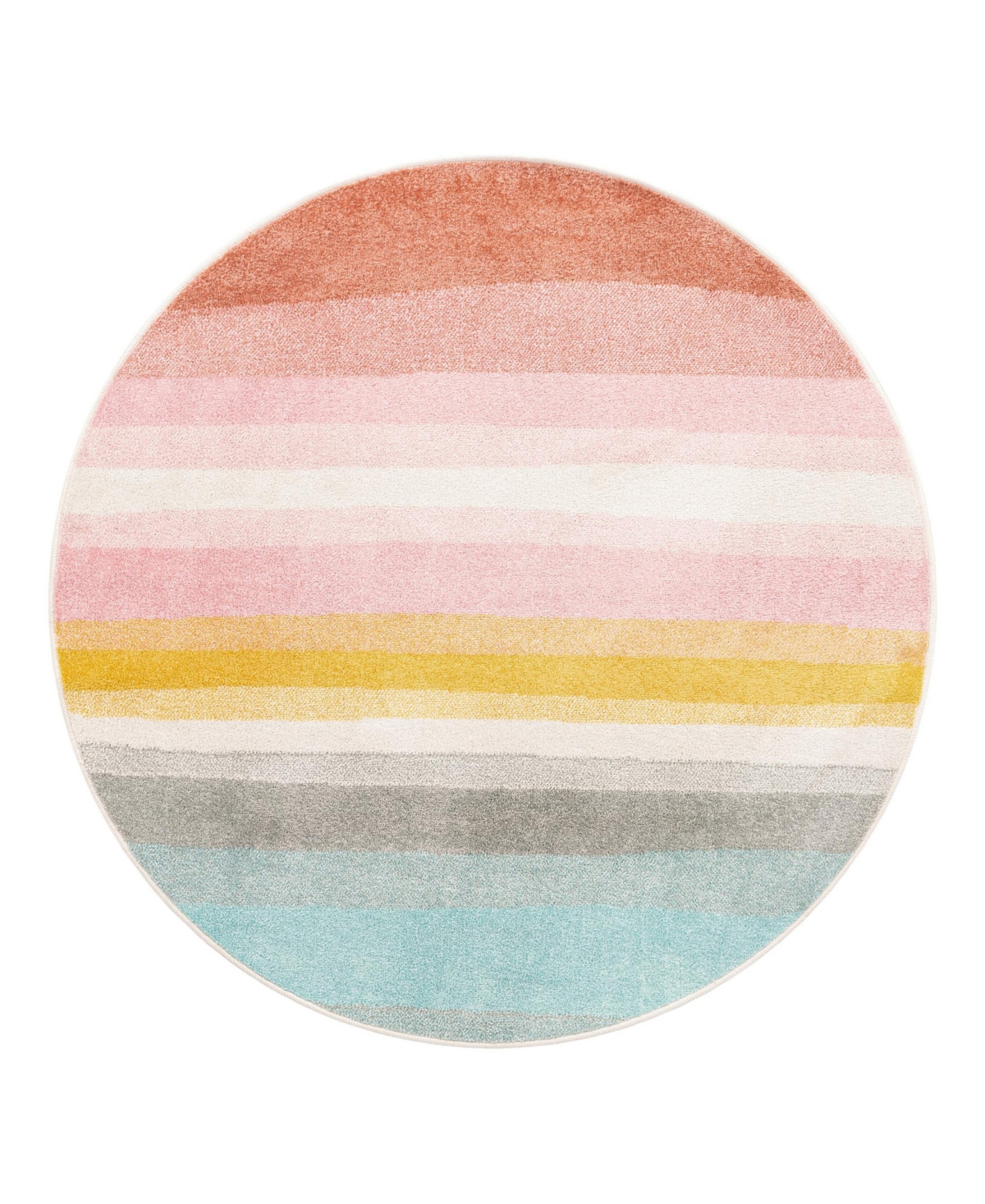 Bayshore Home Campy Kids Pastel Abstract Rainbow 5'3" X 5'3" Round Area Rug In Multi