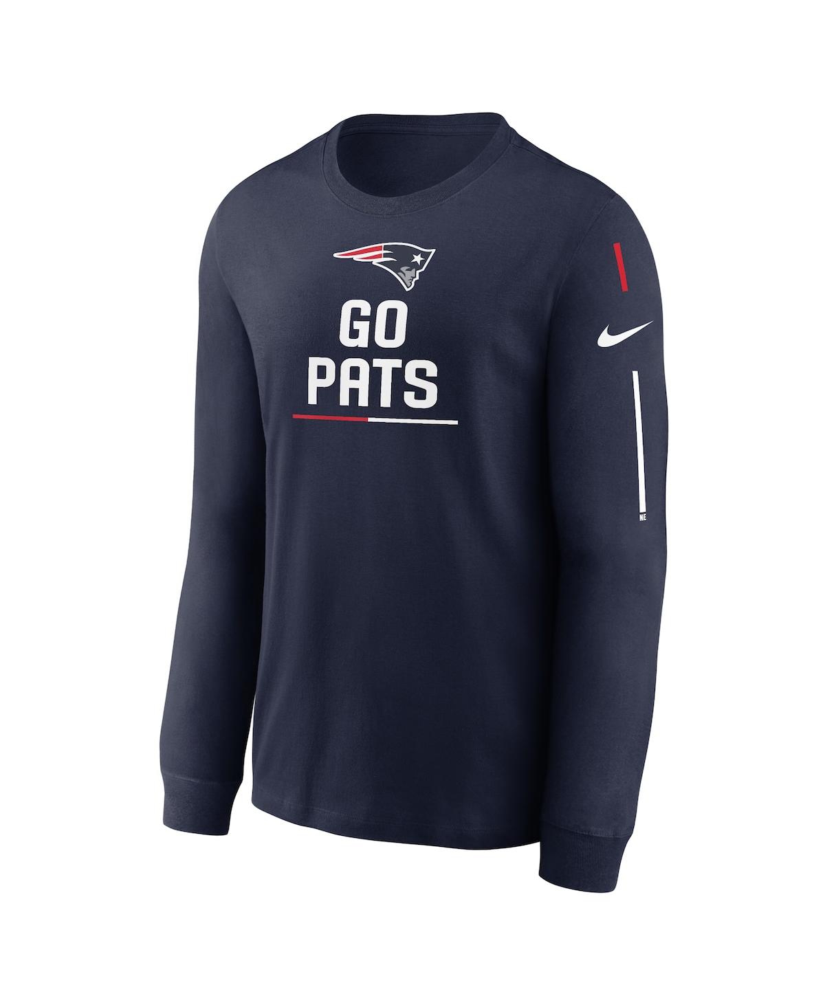 Shop Nike Men's  Navy New England Patriots Team Slogan Long Sleeve T-shirt