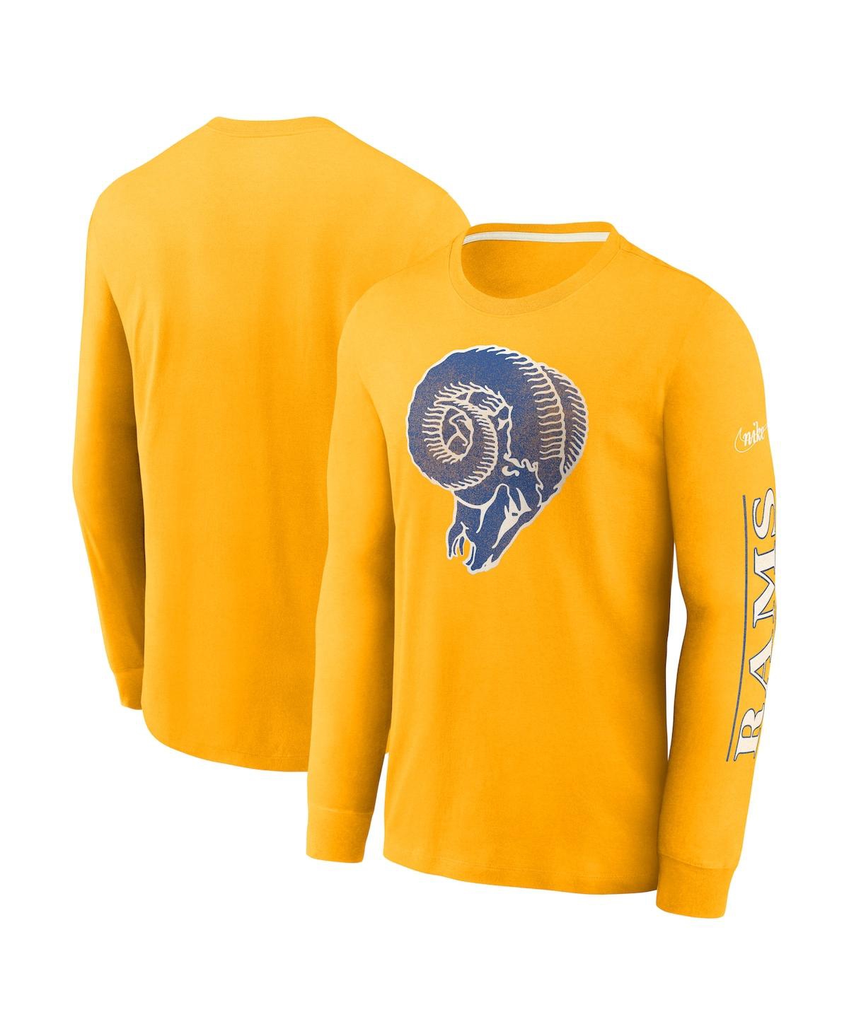 Shop Nike Men's  Gold Los Angeles Rams Fashion Tri-blend Long Sleeve T-shirt