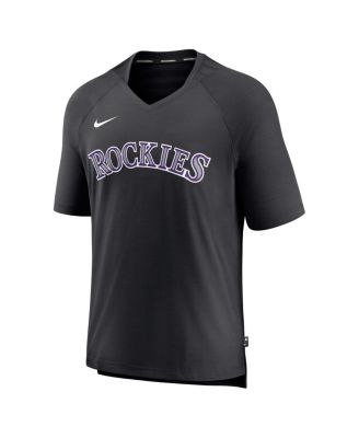 Men's Black Colorado Rockies Authentic Collection Pregame Raglan Performance V-Neck T-shirt