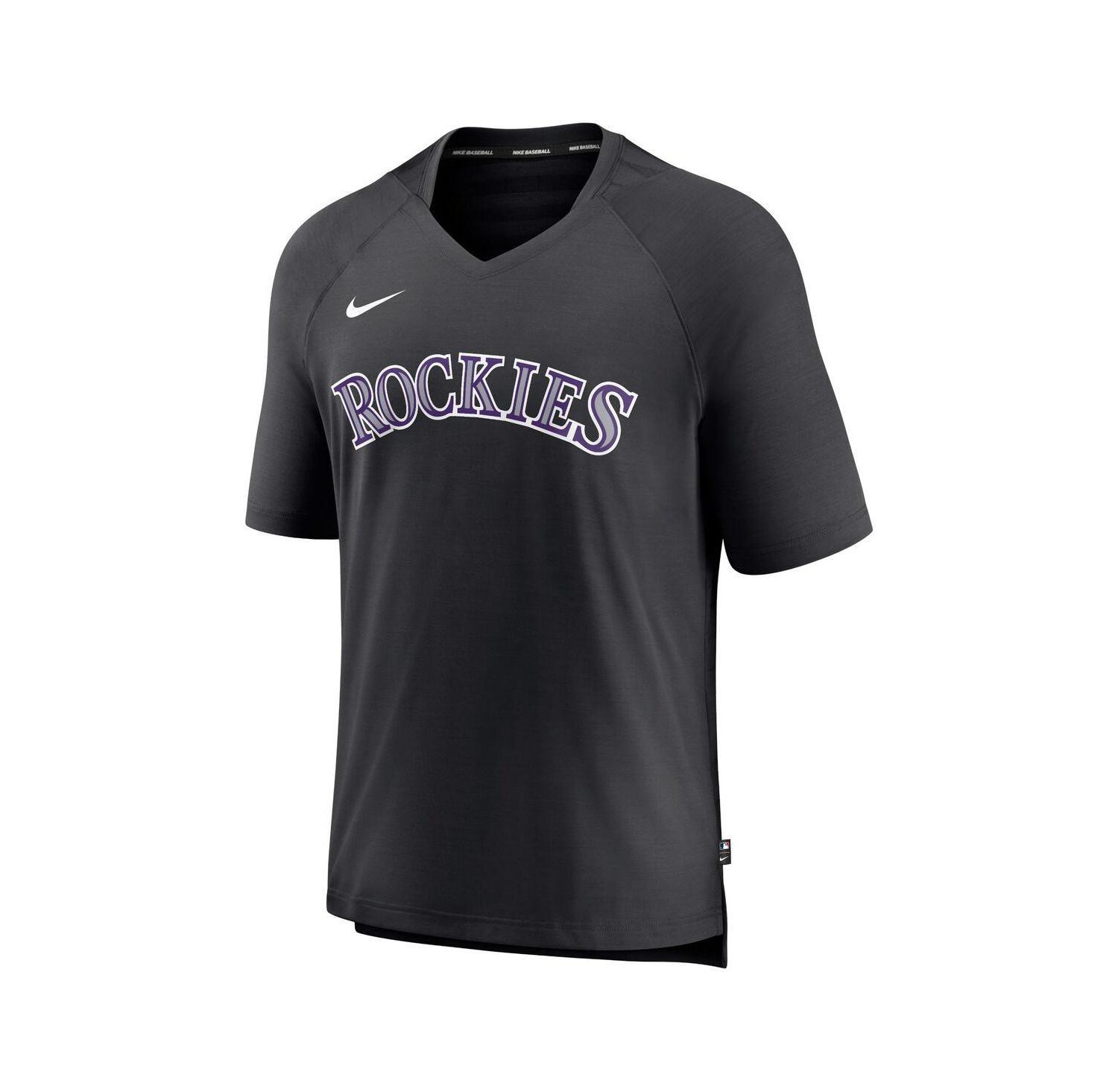 Men's Black Colorado Rockies Authentic Collection Pregame Raglan Performance V-Neck T-shirt