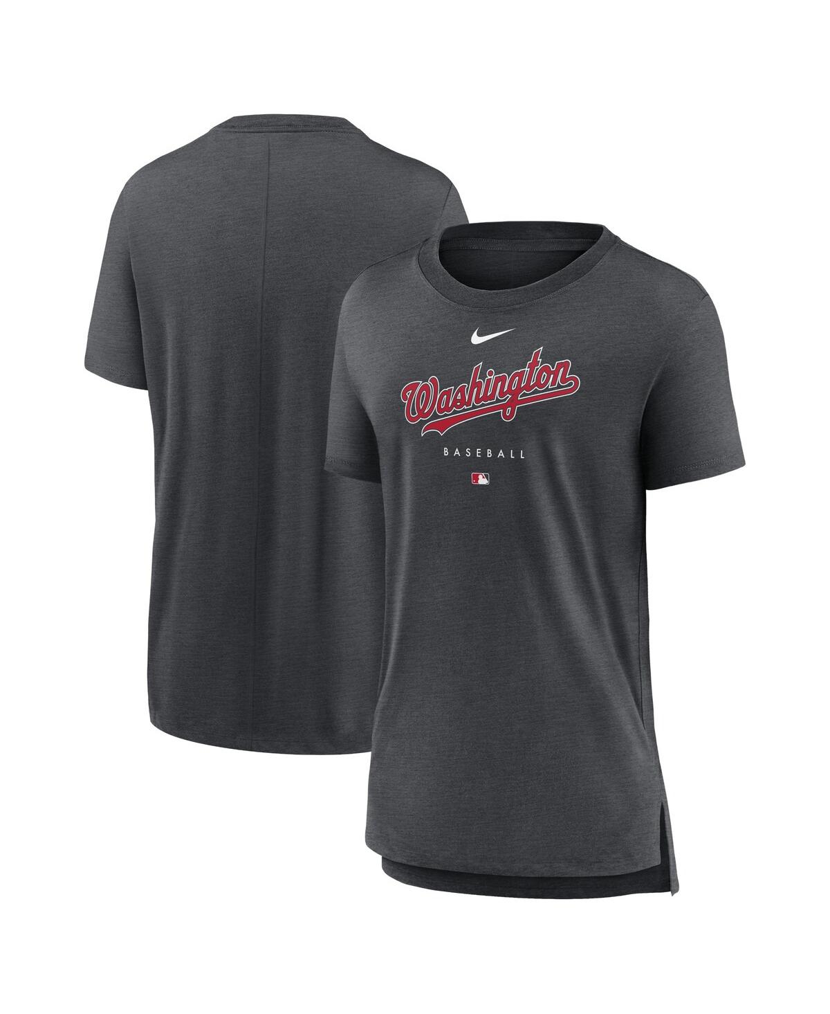 Nike Women's  Heather Charcoal Washington Nationals Authentic Collection Early Work Tri-blend T-shirt In Heather Charcoal