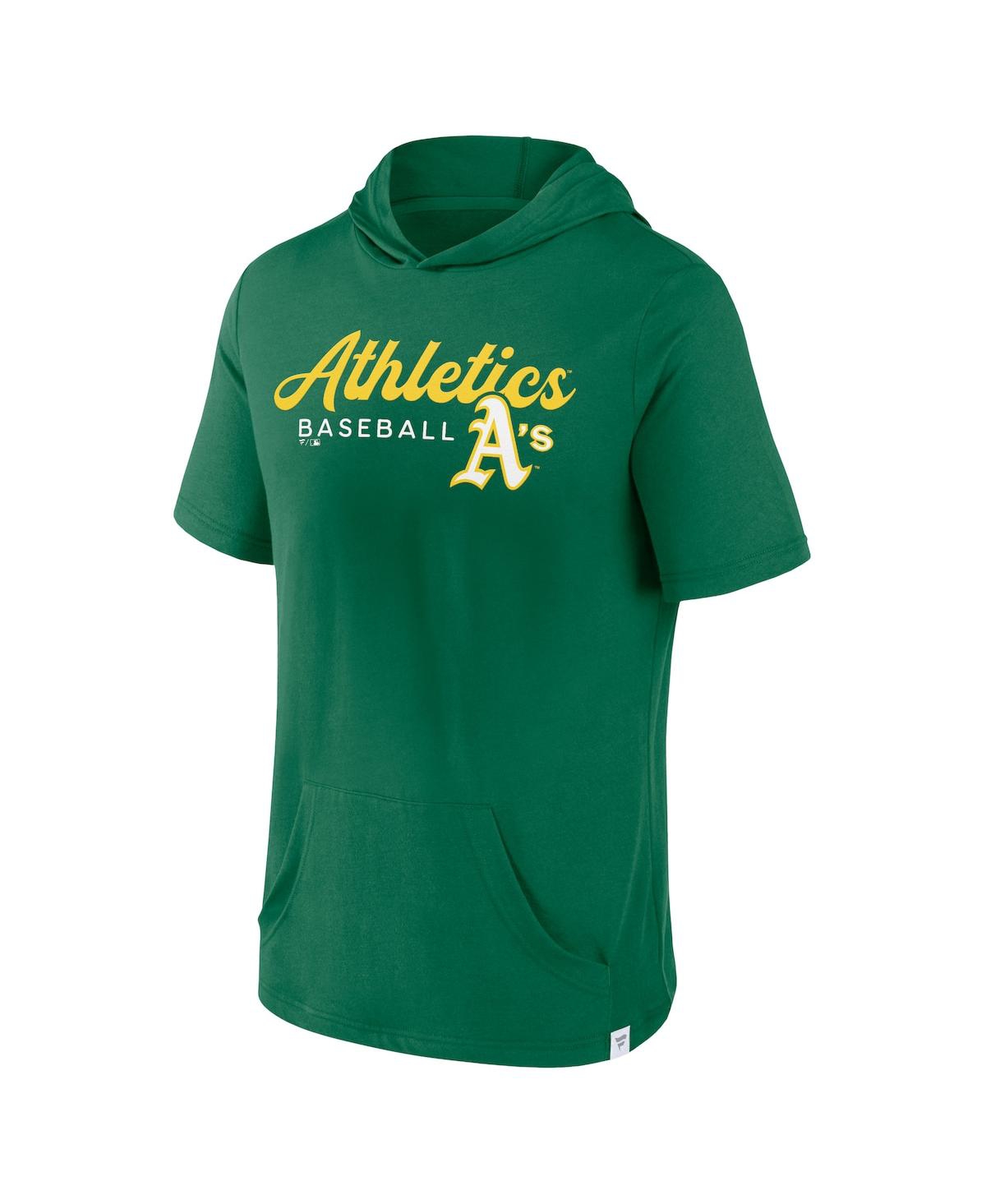 Shop Fanatics Men's  Green Oakland Athletics Offensive Strategy Short Sleeve Pullover Hoodie