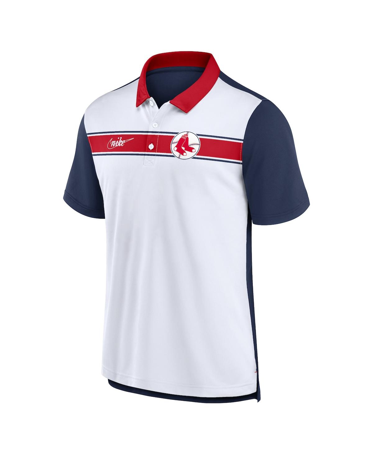Shop Nike Men's  White, Navy Boston Red Sox Rewind Stripe Polo Shirt In White,navy