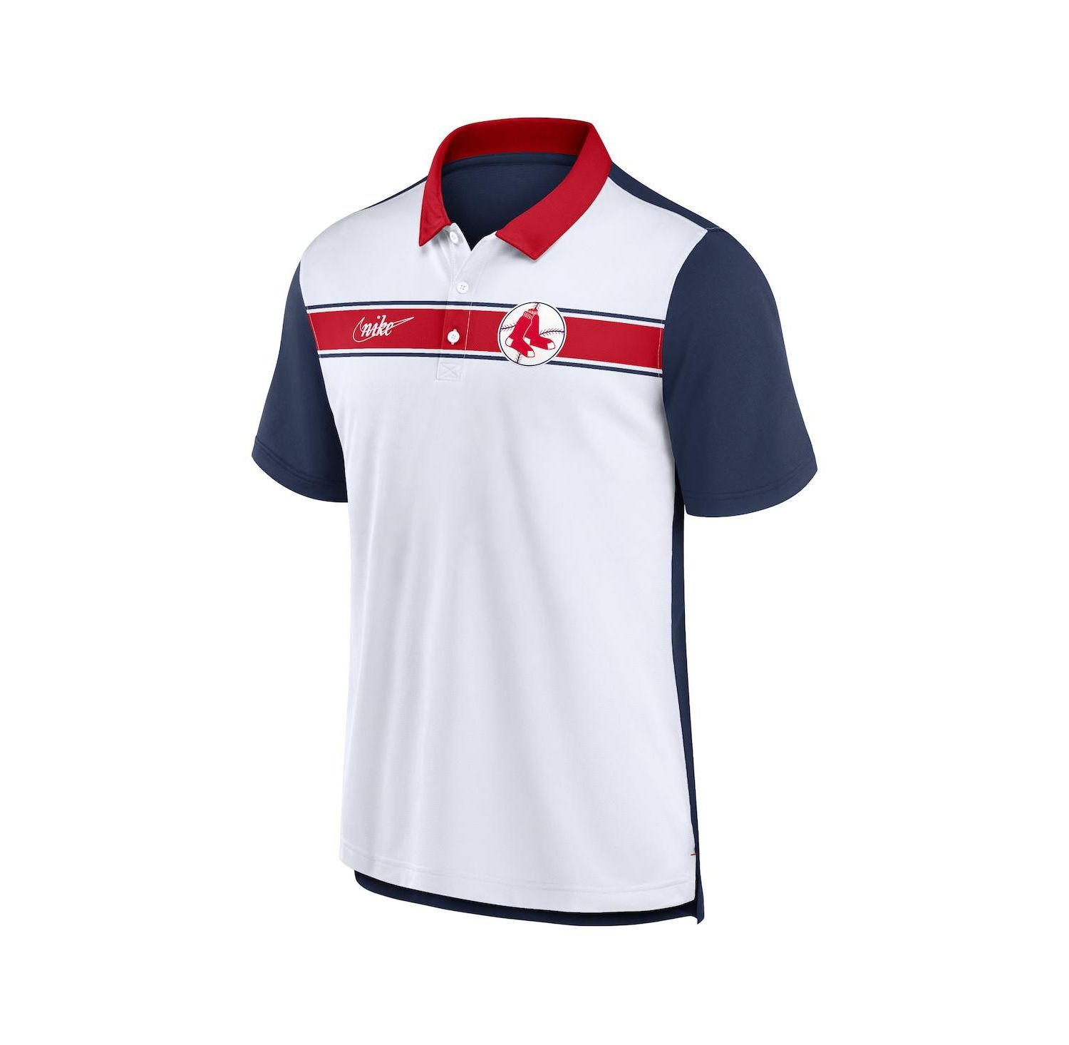 Men's White, Navy Boston Red Sox Rewind Stripe Polo Shirt