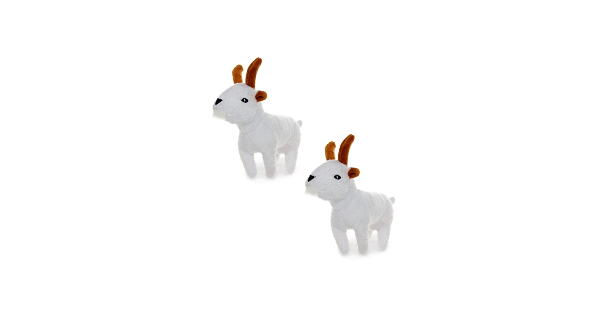 Jr Farm Goat, 2-Pack Dog Toys - White