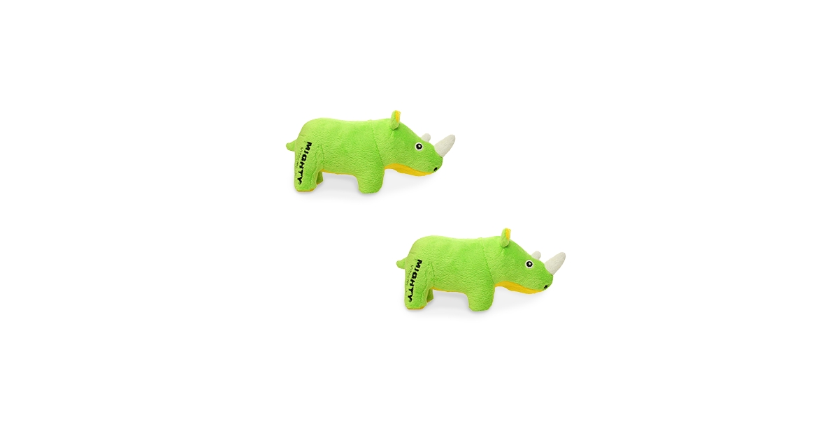 Jr Safari Rhinoceros Green, 2-Pack Dog Toys - Green