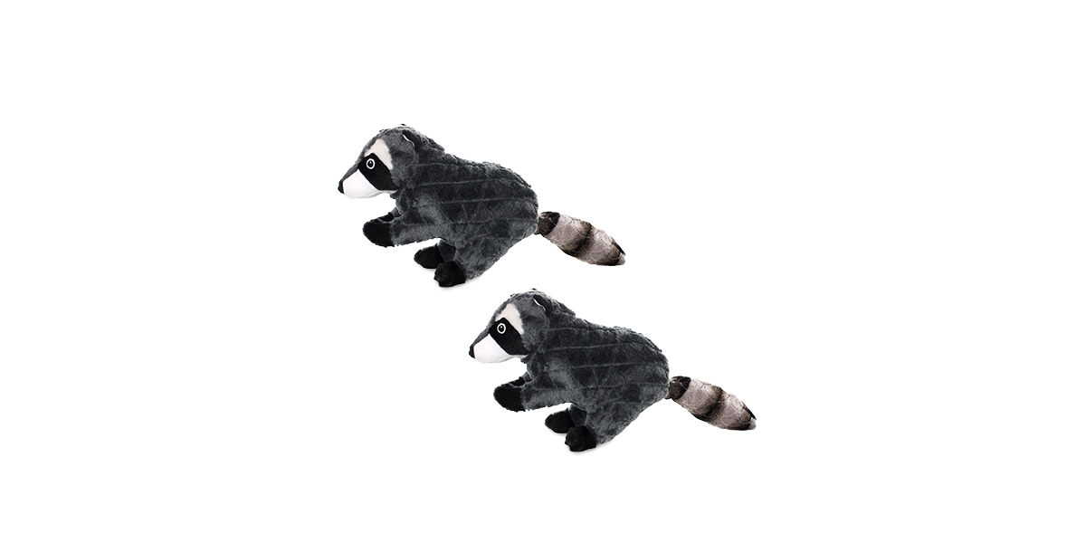 Nature Raccoon, 2-Pack Dog Toys - Grey