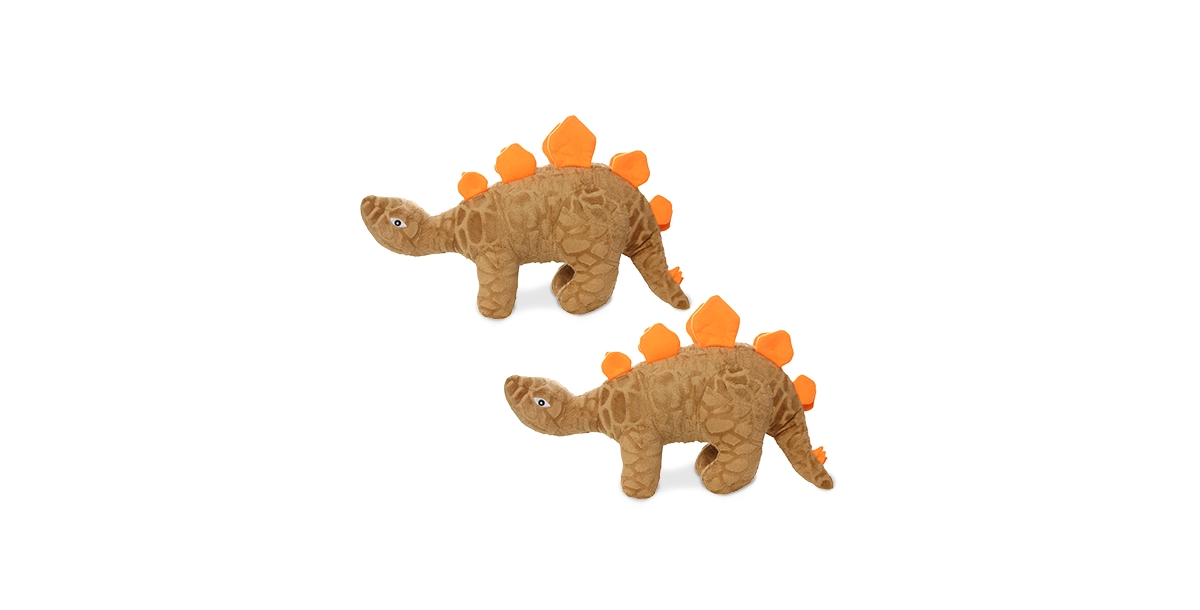 Dinosaur Stegosaurus, 2-Pack Dog Toys - Brown