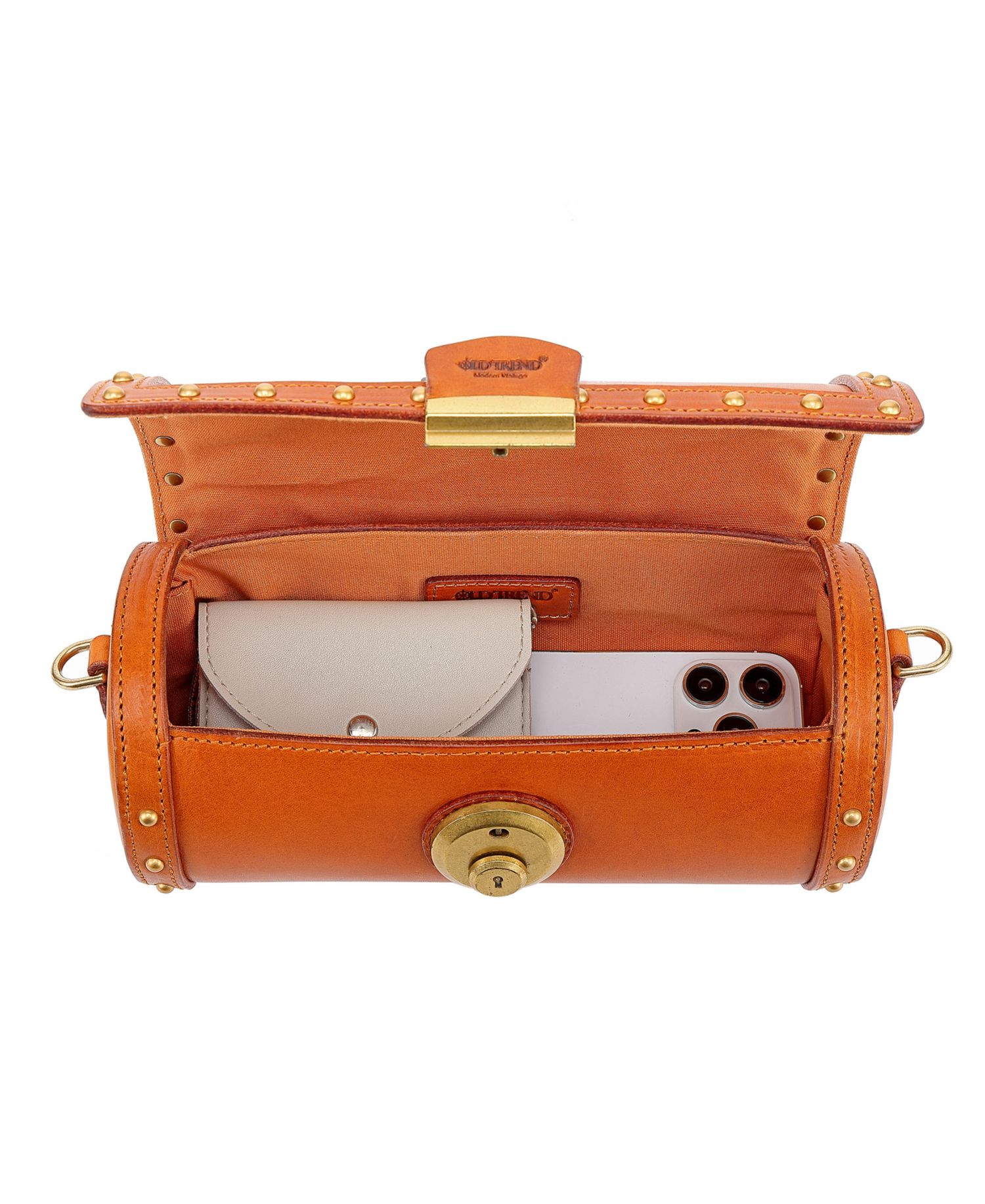 Oranda Small Leather Barrel Crossbody Bag