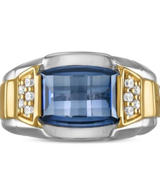 Men's Classic Lab Created Sapphire & Diamond (1/4 ct. t.w.) Ring in 14k Gold-Plated Sterling Silver