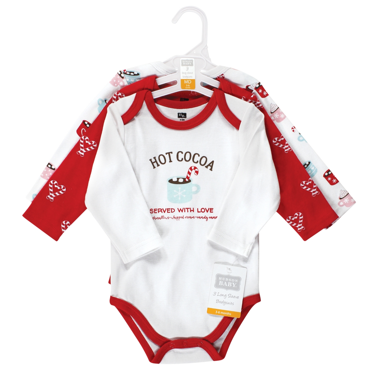 Hudson Baby Baby Girls Cotton Long-Sleeve Bodysuits, 3-Pack - Hot cocoa