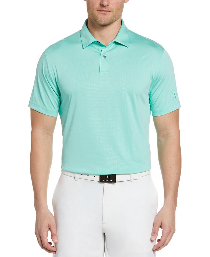 PGA TOUR Men's Textured Birdseye Jacquard Performance Golf Polo Shirt