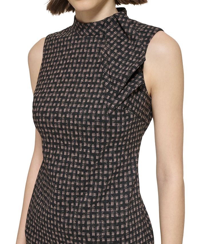 Calvin Klein Women's Side-Tie Mock Neck Printed Dress - Macy's