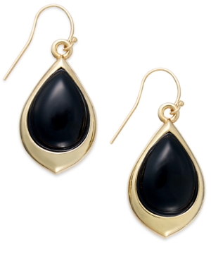 Signature Gold Onyx Teardrop Earrings 9-3/8 ct. t.w. in 14k Gold over Resin