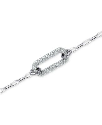Cubic Zirconia Pav&eacute; Link Ankle Bracelet in Sterling Silver & 18k Gold-Plate, Created for Macy's