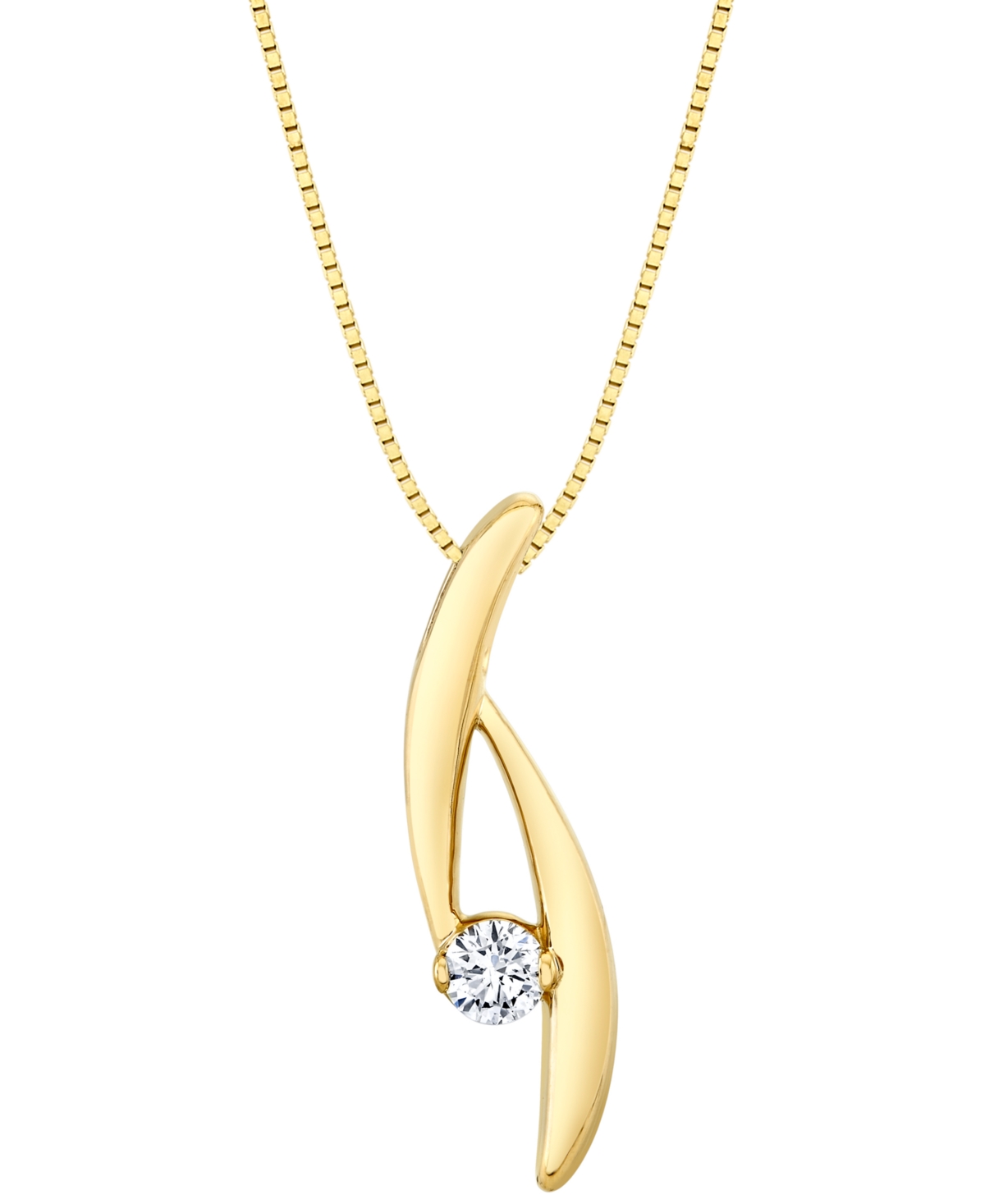 Diamond Solitaire Curve 18" Pendant Necklace (1/4 ct. t.w.) in 14k Gold - K Yellow Gold