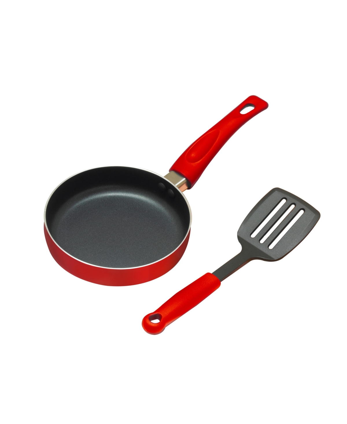 Sedona Nonstick Aluminum 5.5" Mini Fry Pan With Nylon Turner Set In Red