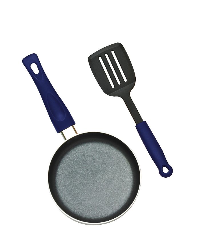 Choice 3-Piece Aluminum Non-Stick Fry Pan Set with Blue Silicone