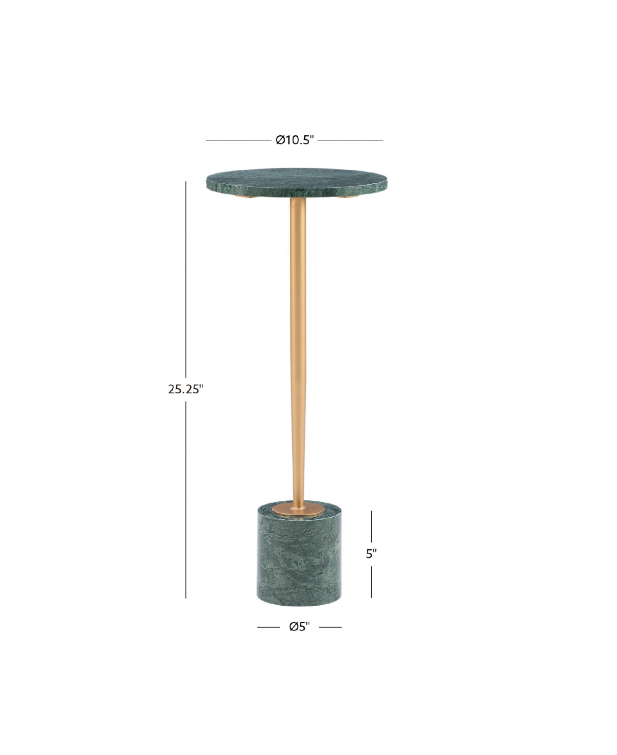 Powell Furniture Alberu Drink Table - Gold with Green Marble