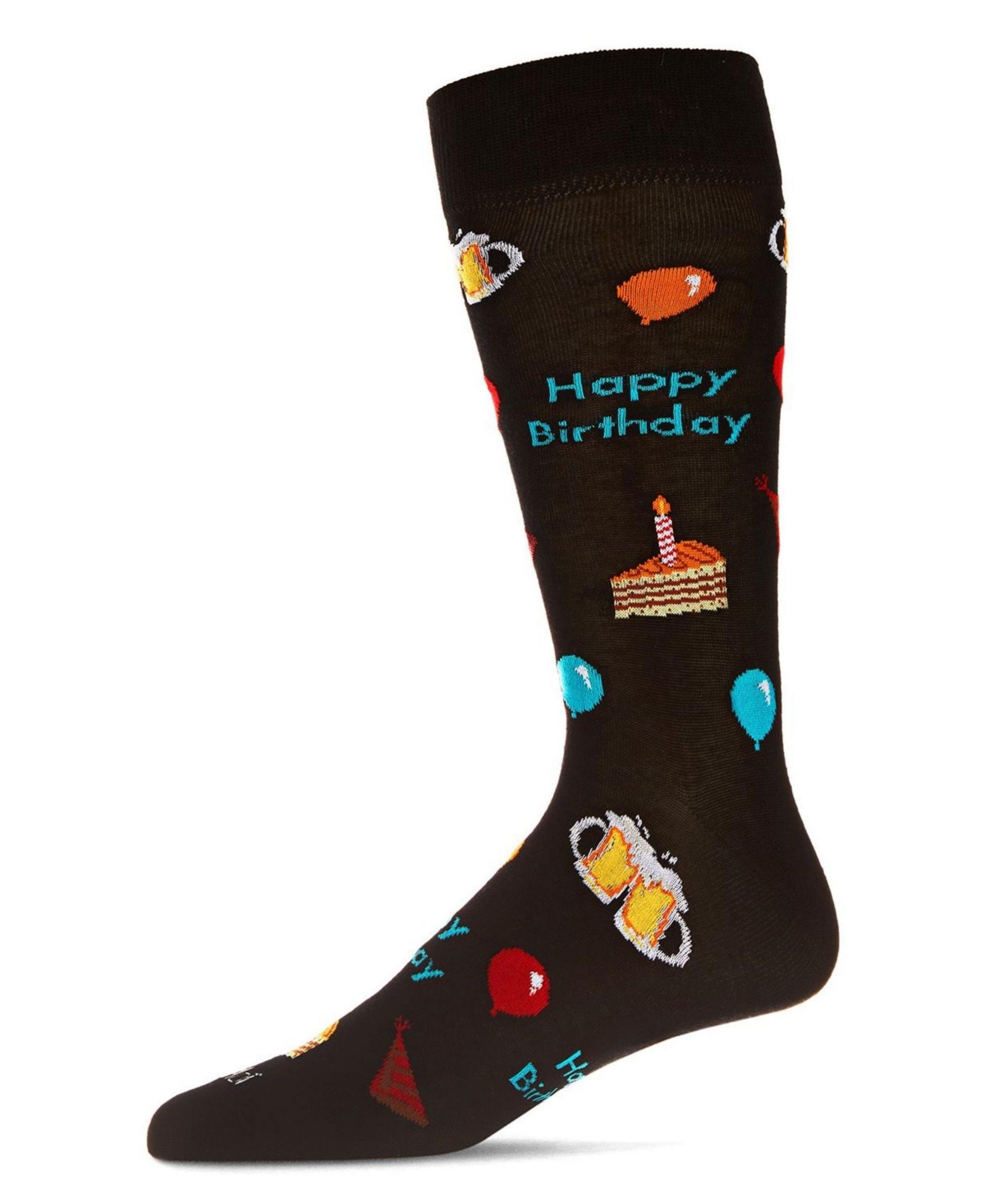 Men's Happy Birthday Rayon from Bamboo Novelty Crew Socks - Black