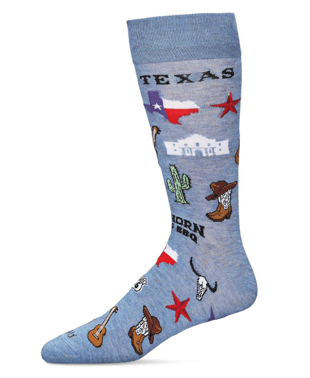 Memoi Men's Don't Mess With Texas Rayon From Bamboo Novelty Crew Socks In Denim Heather