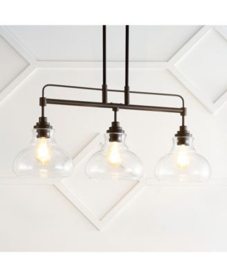 Marlowe 32.5" 3-Light Farmhouse Industrial Iron, Glass Linear LED Pendant