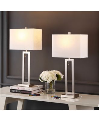 Sabrina 28.5" Vintage-inspired Industrial Iron LED Table Lamp with Pull-Chain and USB Charging Port, Set of 2