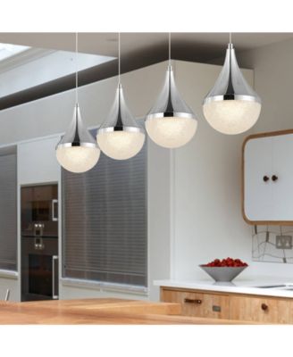 Elena Teardrop 47" 4-Light Modern Mid-Century Iron, Acrylic Integrated Linear LED Pendant
